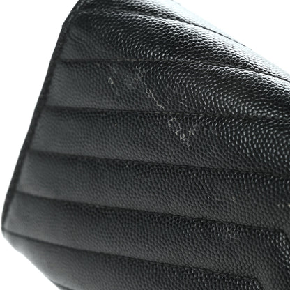 Saint Laurent Grain De Poudre Matelasse Chevron Monogram Flap Wallet Black 10 of 10