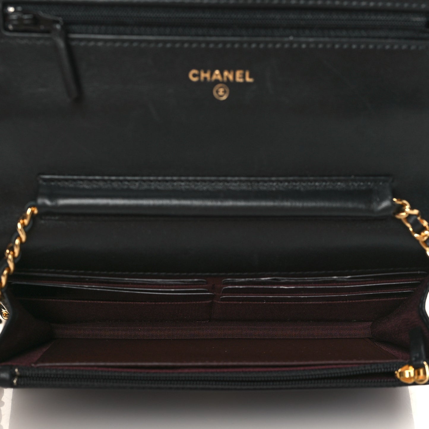 Lambskin Quilted Wallet On Chain WOC Black