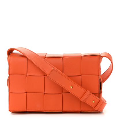 Bottega Veneta Lambskin Maxi Intrecciato Cassette Crossbody Bag Orange 1 of 12