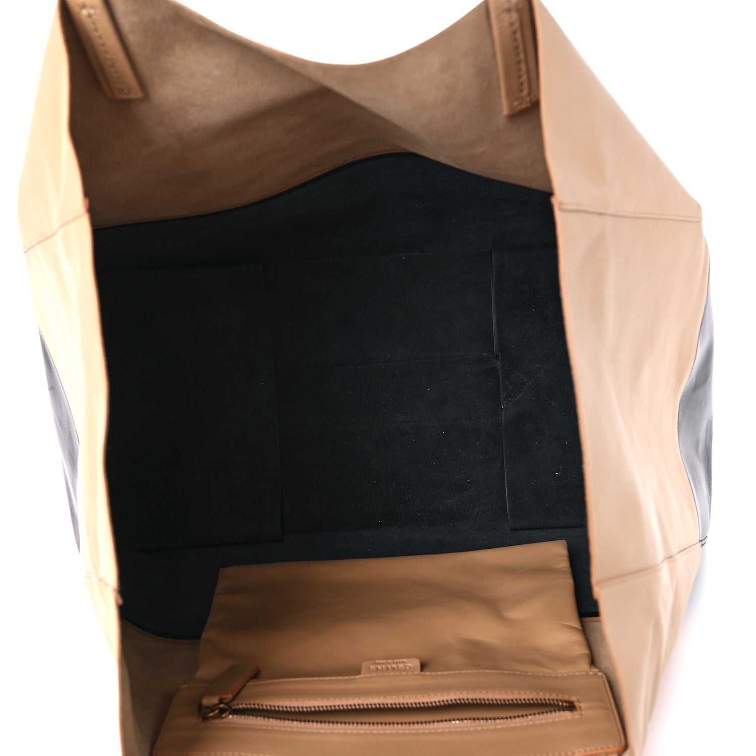 Celine Lambskin Horizontal Bi-Cabas Nude Black 5 of 12
