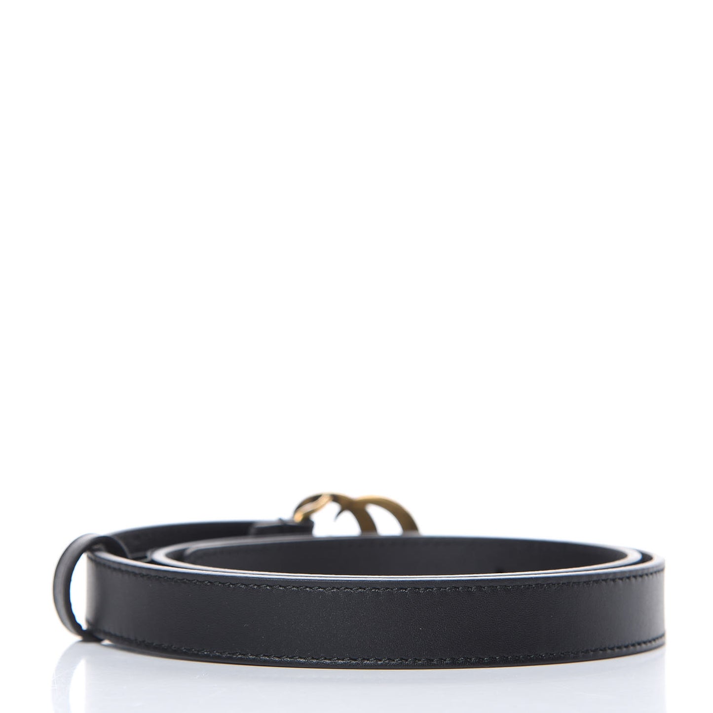 Calfskin Pearl Double G 20mm Belt 70 28 Black Cream