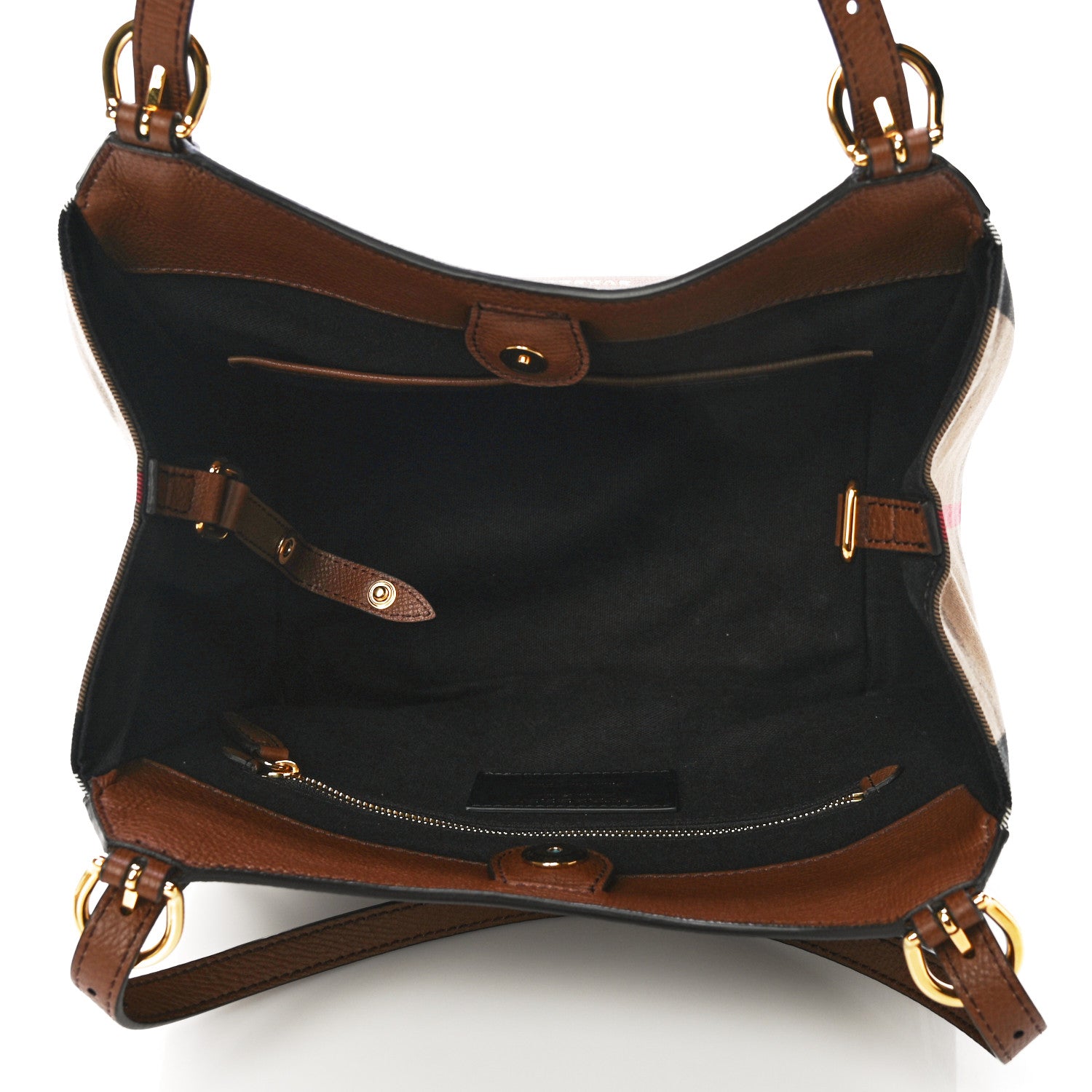 Burberry Grainy Calfskin House Check Small Canterbury Tote Tan 5 of 9