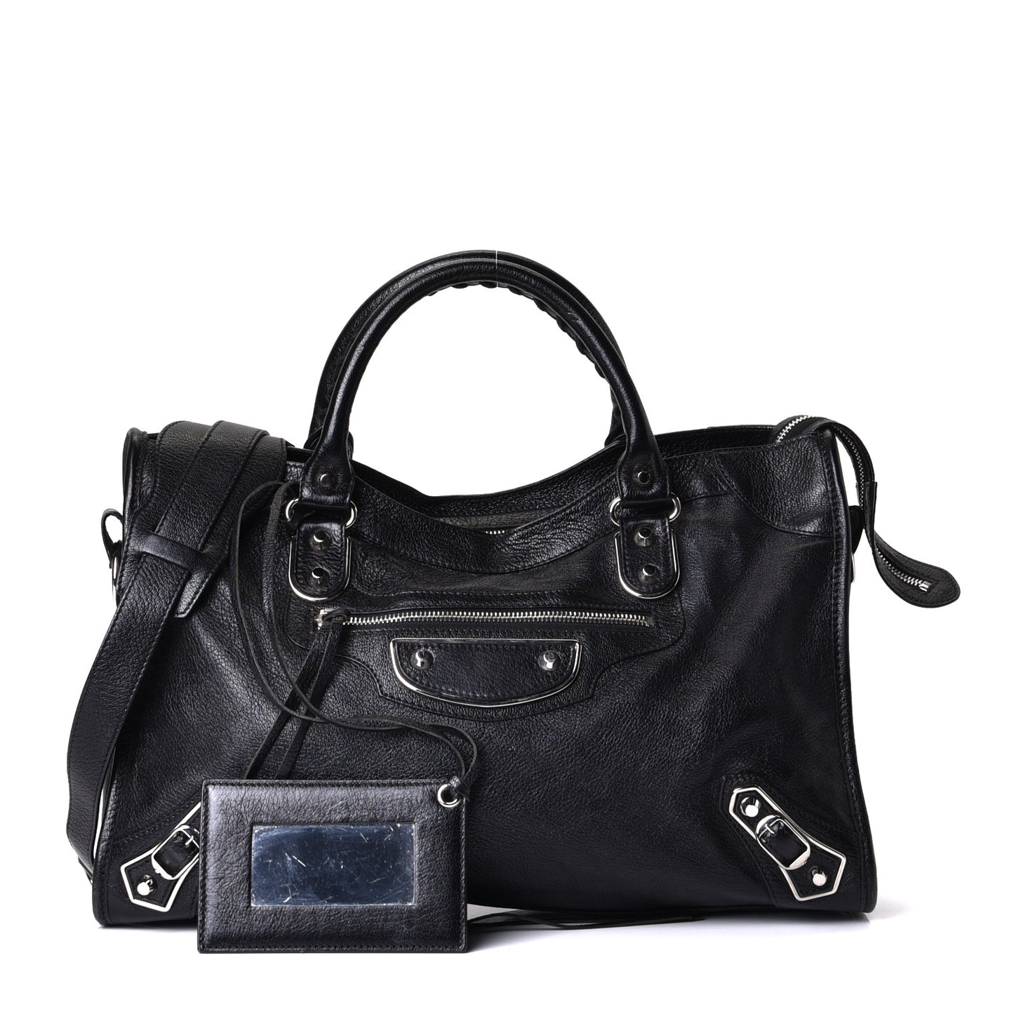 Chevre Silver Metallic Edge Hardware City Black