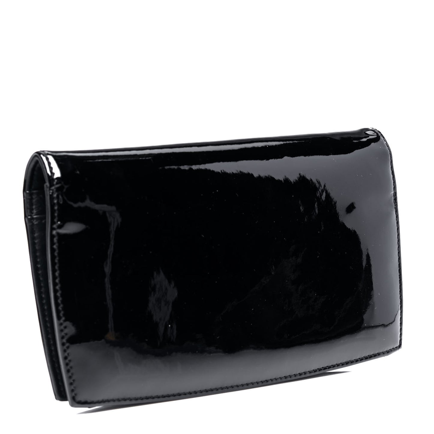 Patent Large CC Compact Zip Wallet Black