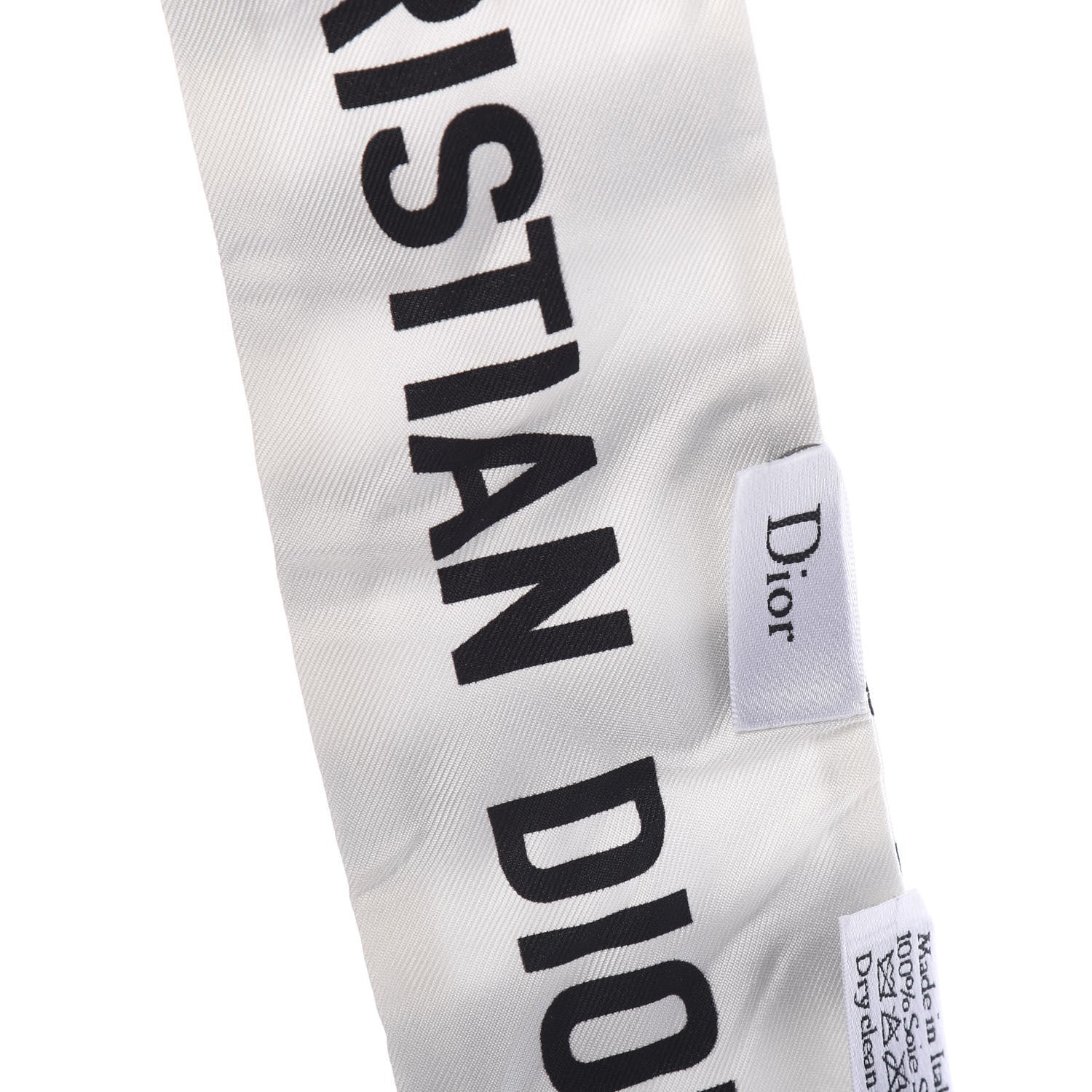 Christian Dior Silk Striped Mitzah Scarf White Black 2 of 5