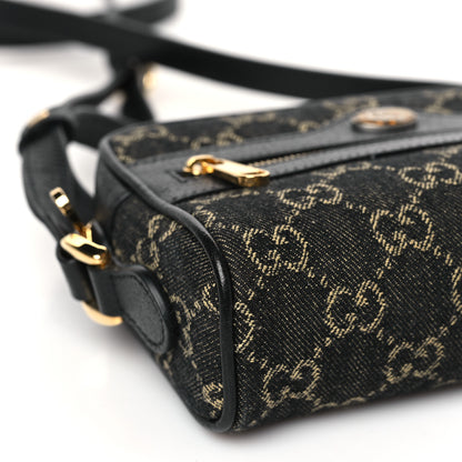 Gucci Jacquard Black Denim GG Monogram Textured Dollar Calfskin Mini Ophidia Shoulder Bag Black Ivory 8 of 9