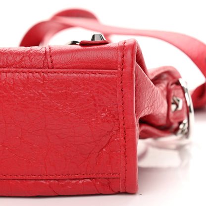 Balenciaga Agneau Classic Silver Hardware Mini City Logo Strap Red Black 10 of 10