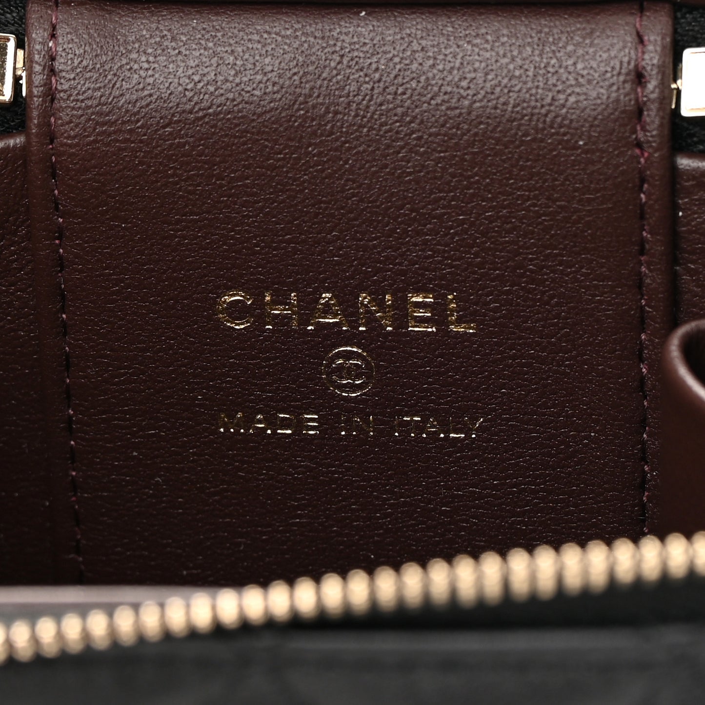 Lambskin Quilted Mini Vanity Case With Chain Black