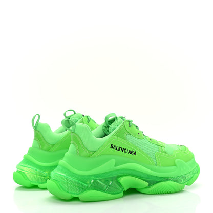 Balenciaga Fabric Mesh Clear Sole Womens Triple S Sneakers 37 Fluo Green 4 of 7