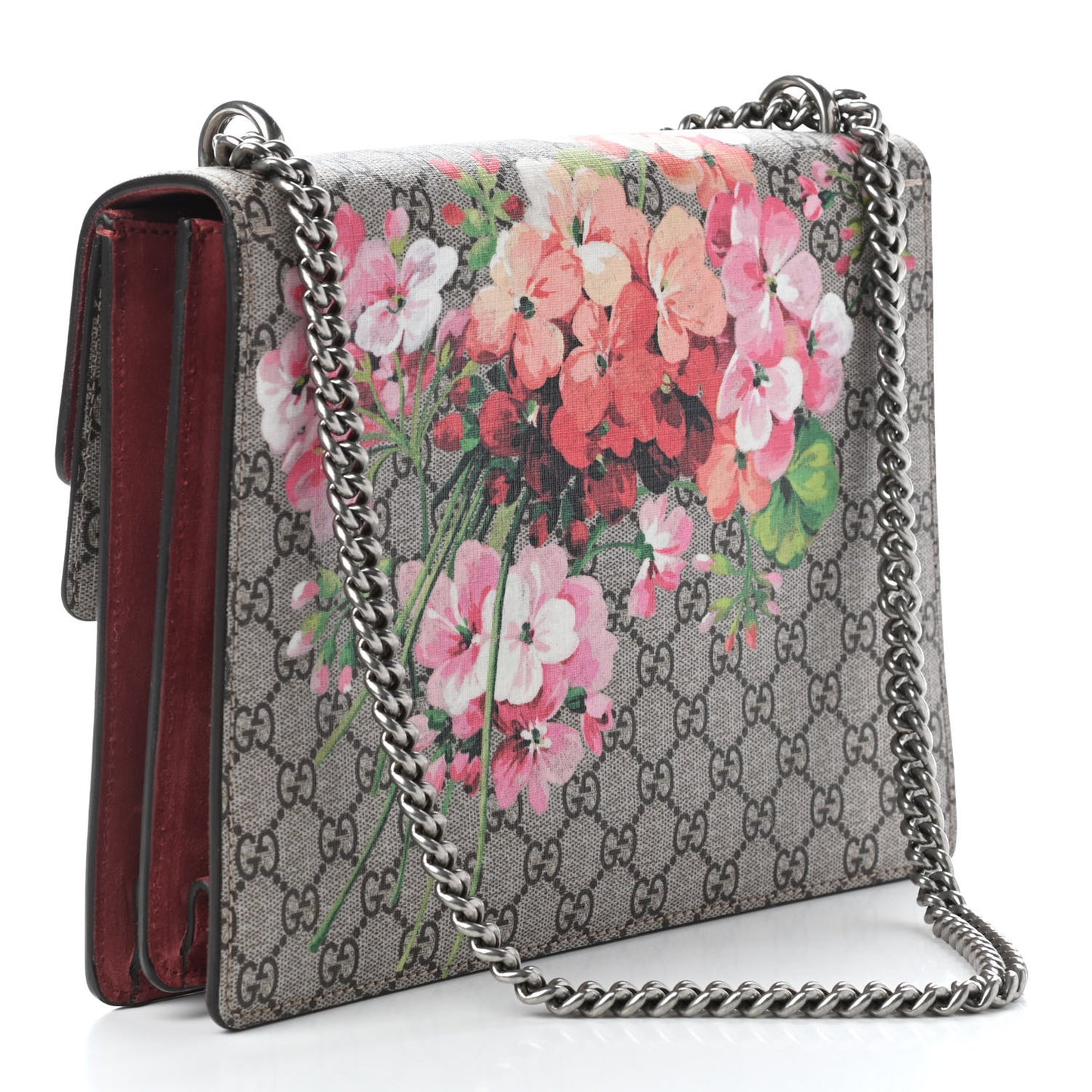 GG Supreme Monogram Blooms Medium Dionysus Shoulder Bag Beige Multicolor Dry Rose