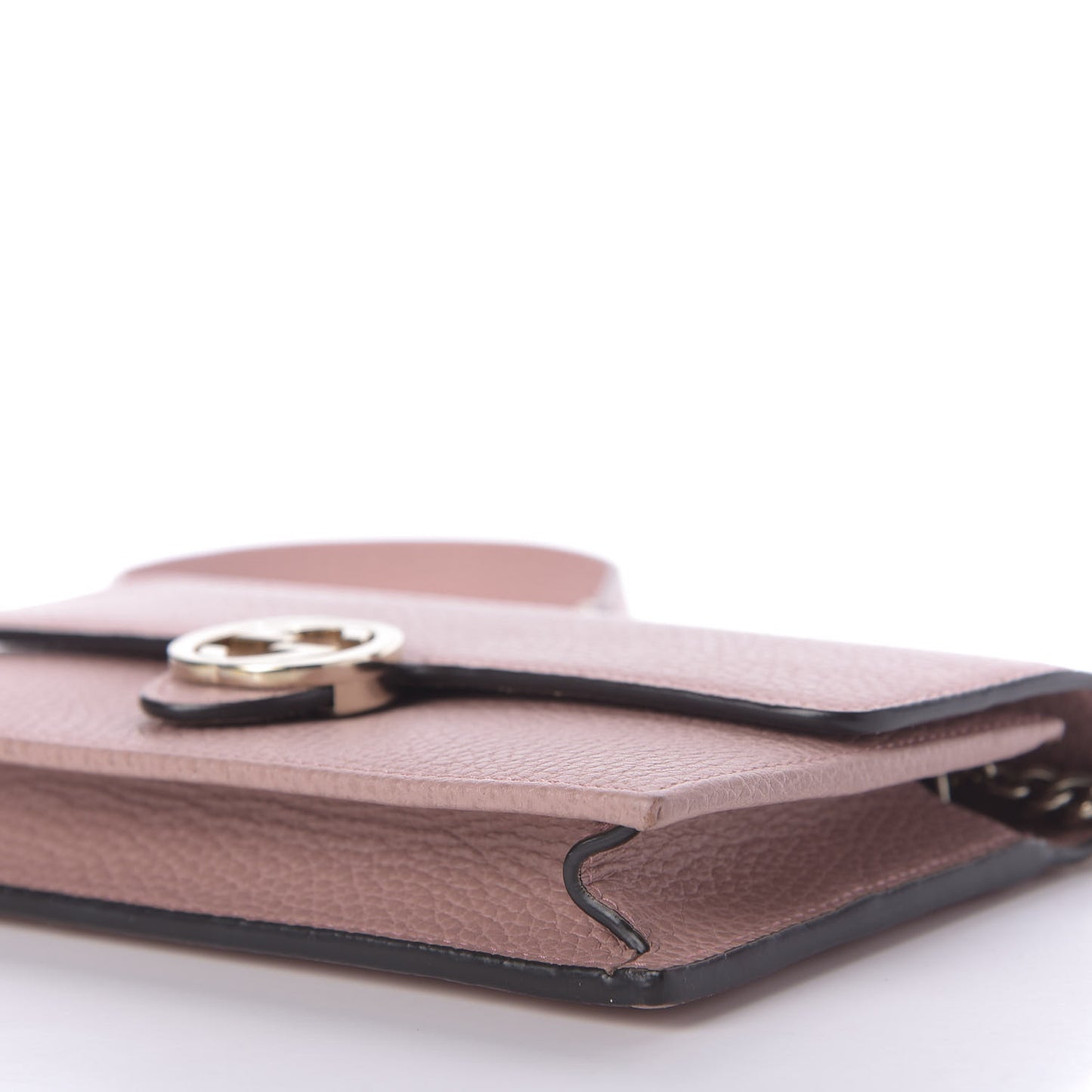 Dollar Calfskin Interlocking G Chain Wallet Soft Pink