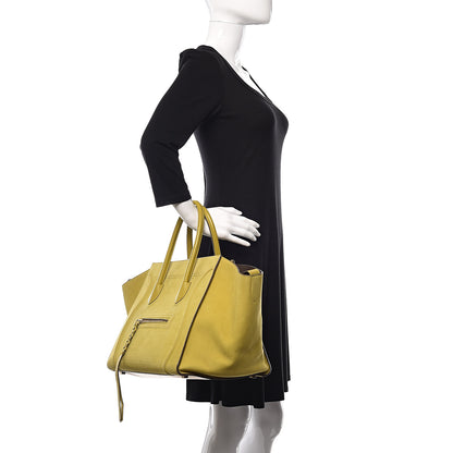 Celine Nubuck Medium Phantom Luggage Chartreuse 2 of 10