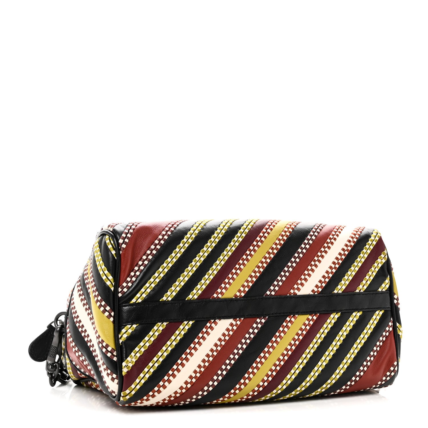 Bottega Veneta Nappa Diagonal Stripe Boston Black Multicolor