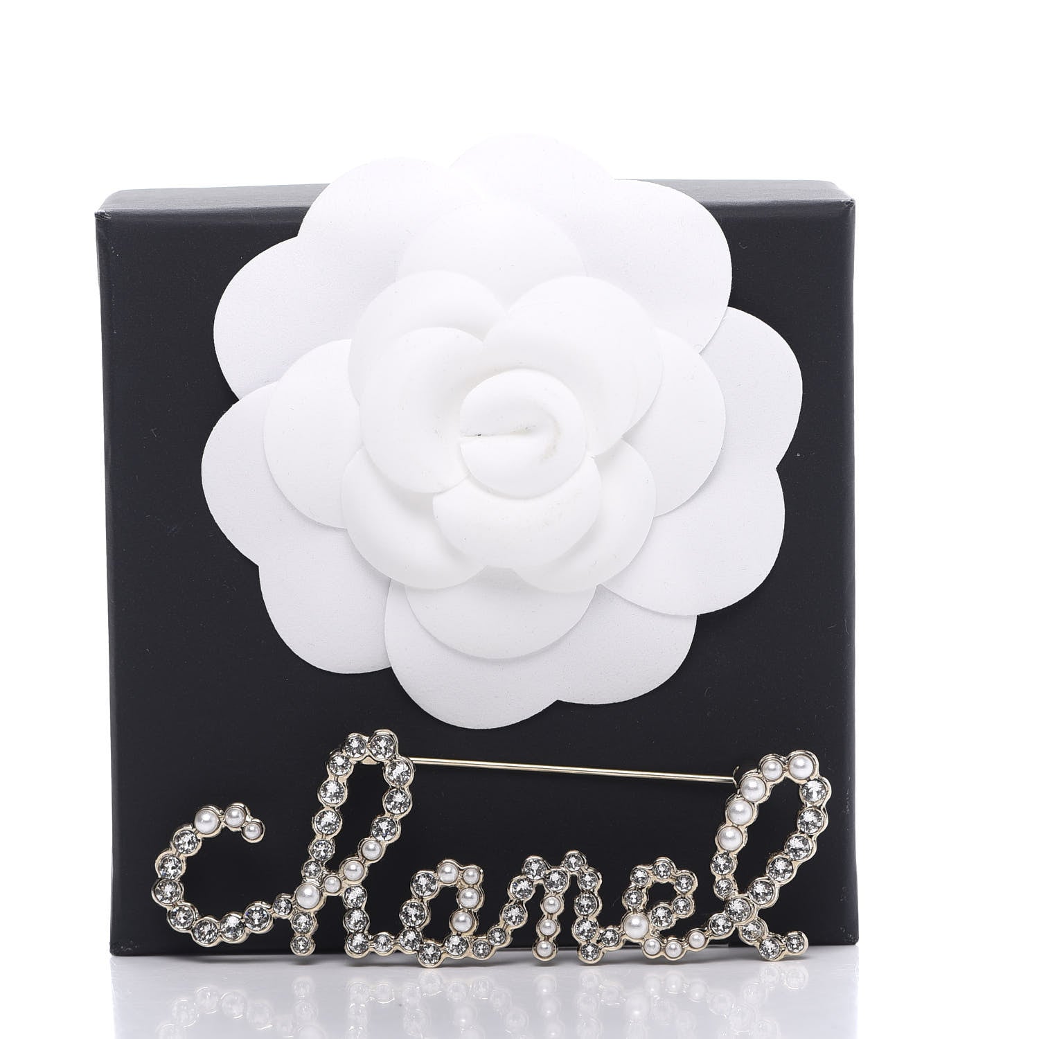 Chanel Metal Glass Swirling Pearls Brooch Pin Gold 4 of 4