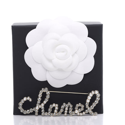 Chanel Metal Glass Swirling Pearls Brooch Pin Gold 4 of 4