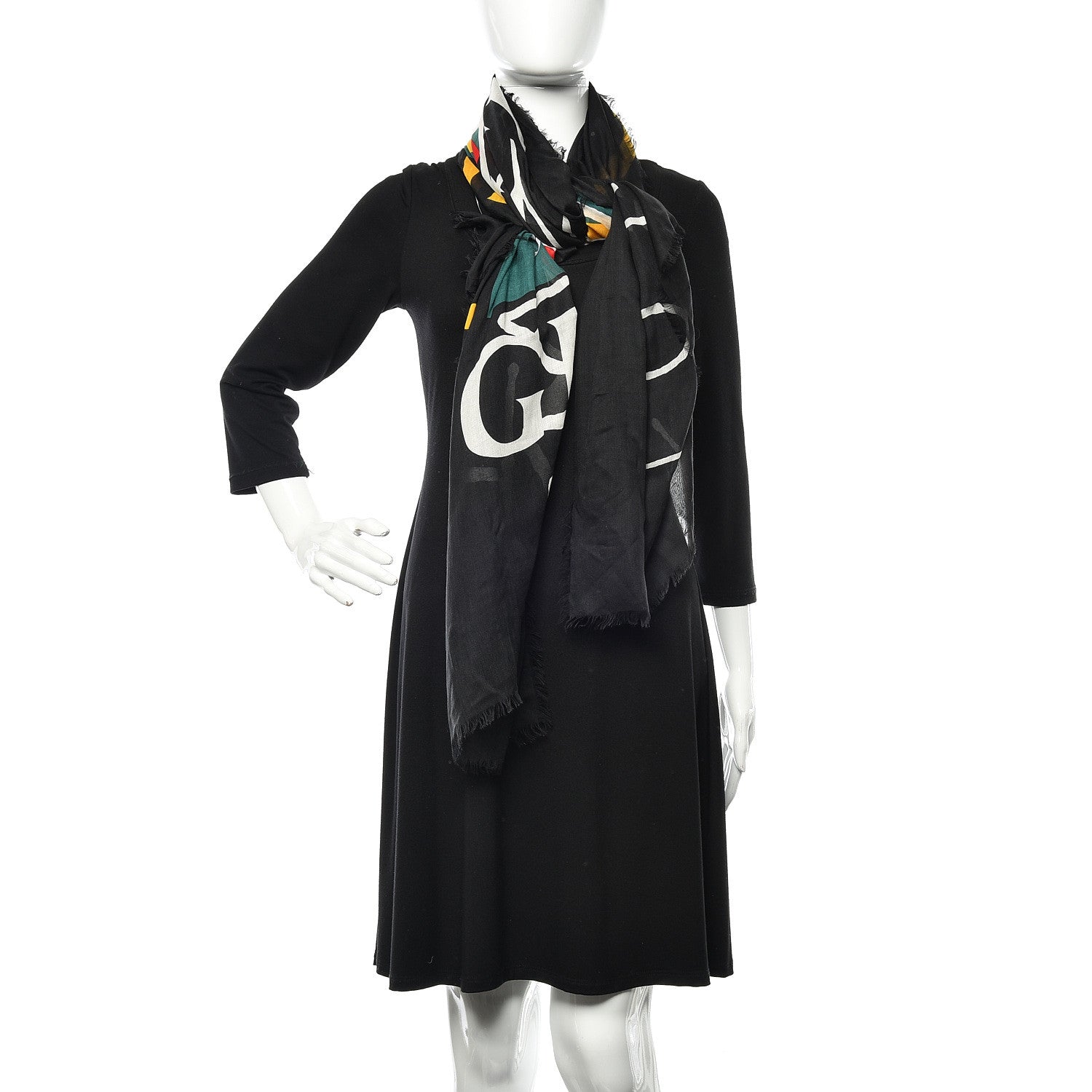 Gucci Modal Silk Coco Capitan Logo Square Scarf Black 2 of 4