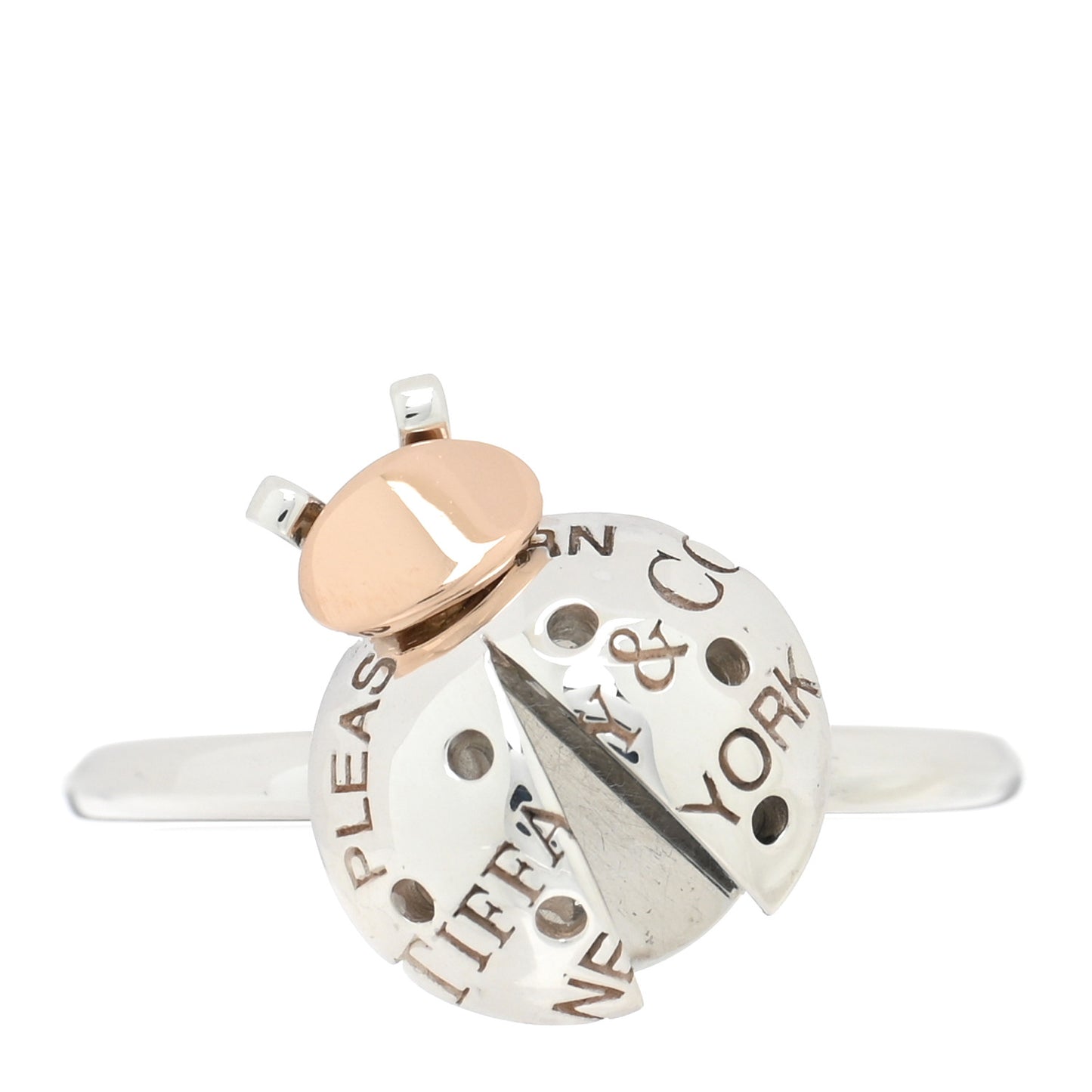 Sterling Silver 18K Rose Gold Return to Tiffany Love Bugs Ladybug Ring 50 5.25