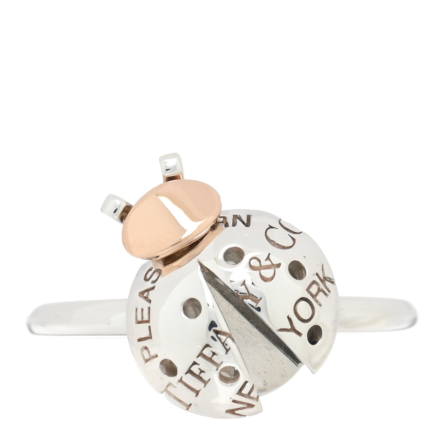 Tiffany Sterling Silver 18K Rose Gold Return to Tiffany Love Bugs Ladybug Ring 50 5.25 1 of 5