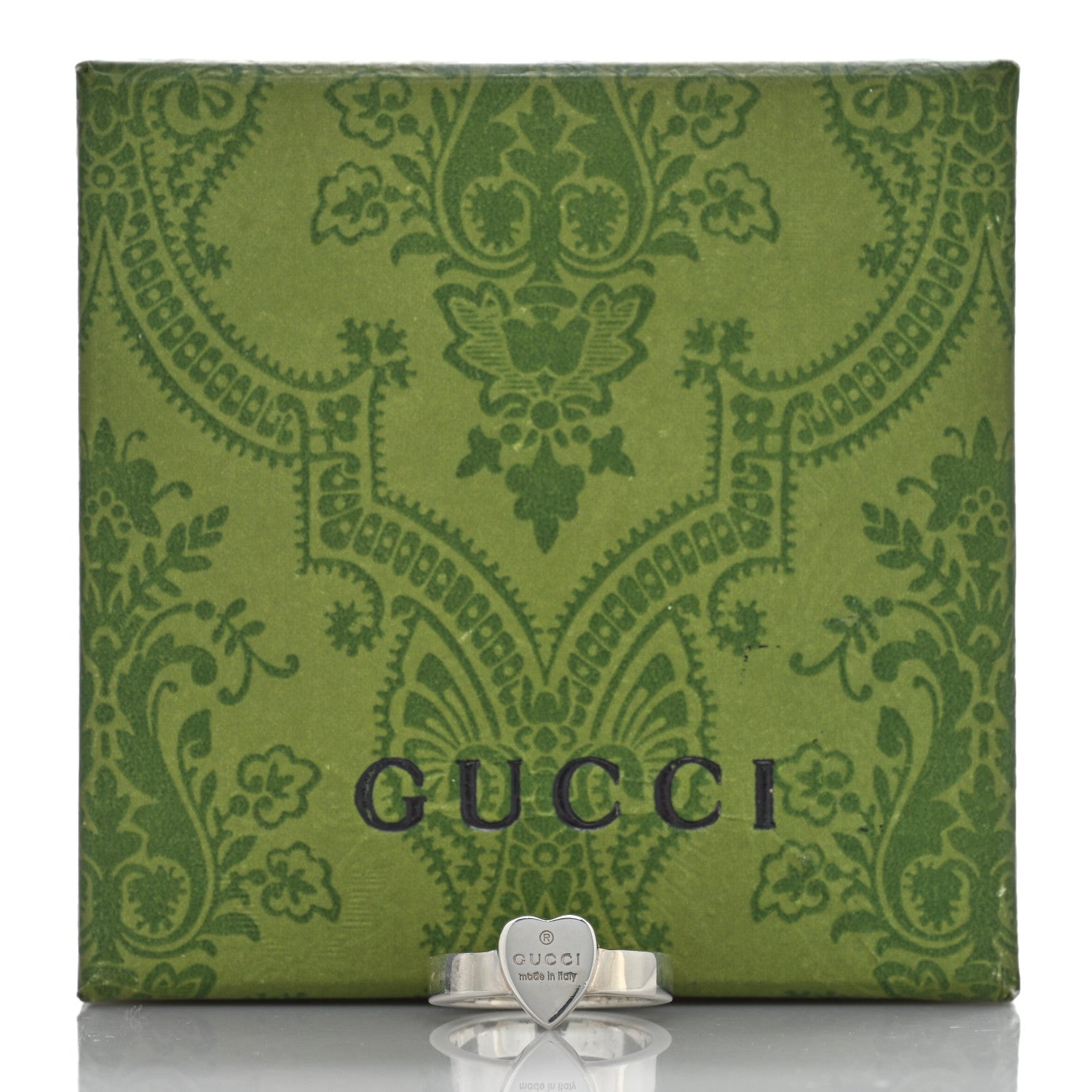 Gucci Sterling Silver Trademark Heart Ring 54 7 5 of 5