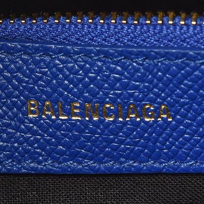 Balenciaga Signature Grained Calfskin Logo S Ville Top Handle Bag Bleu Roi White 9 of 11
