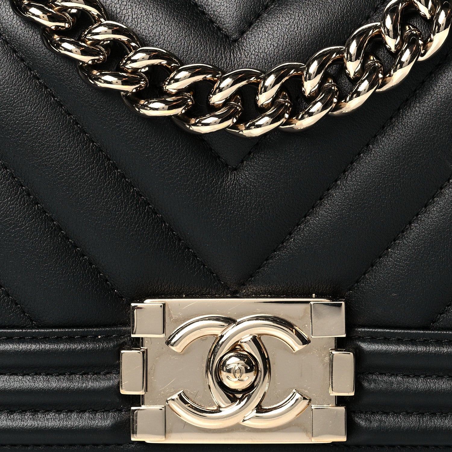 Chanel Lambskin Chevron Quilted Small Boy Flap Black 7 of 10