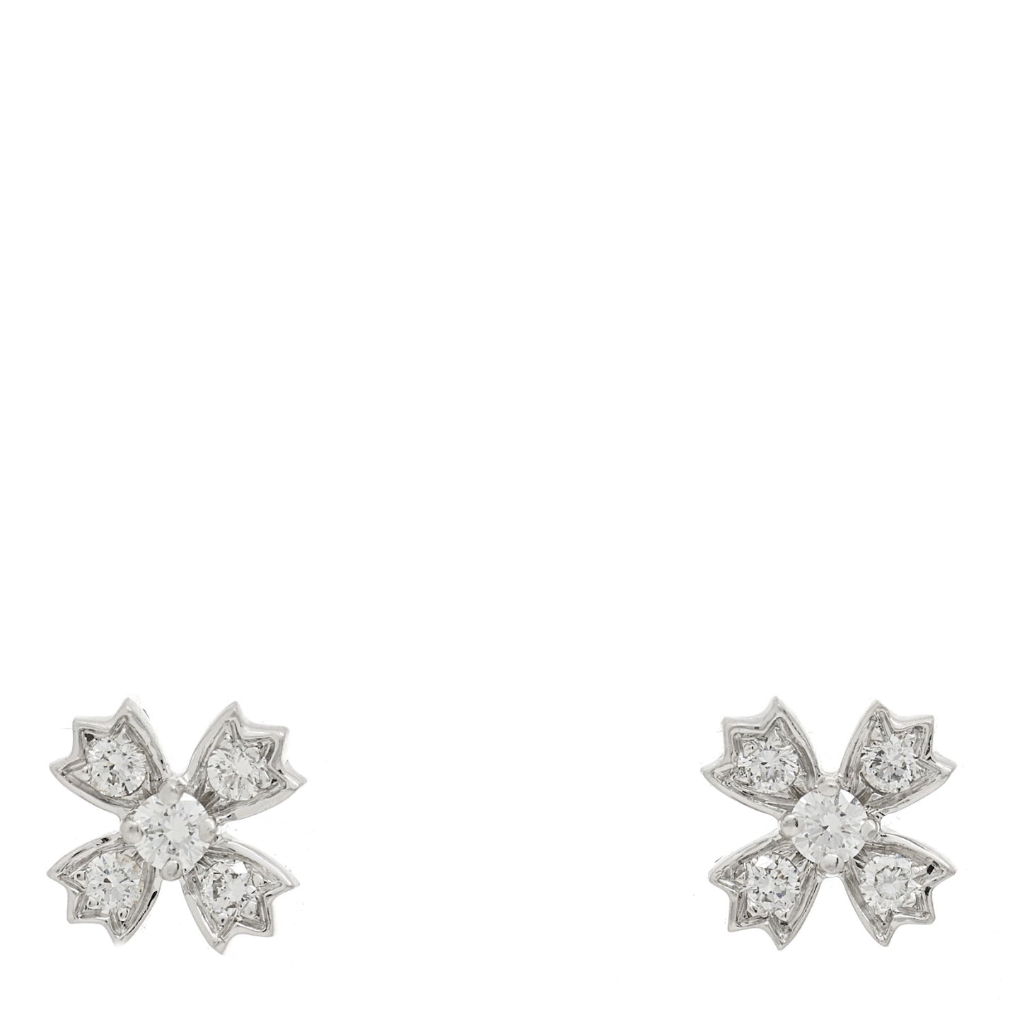 Platinum Diamond Flower Cross Screw Back Earrings