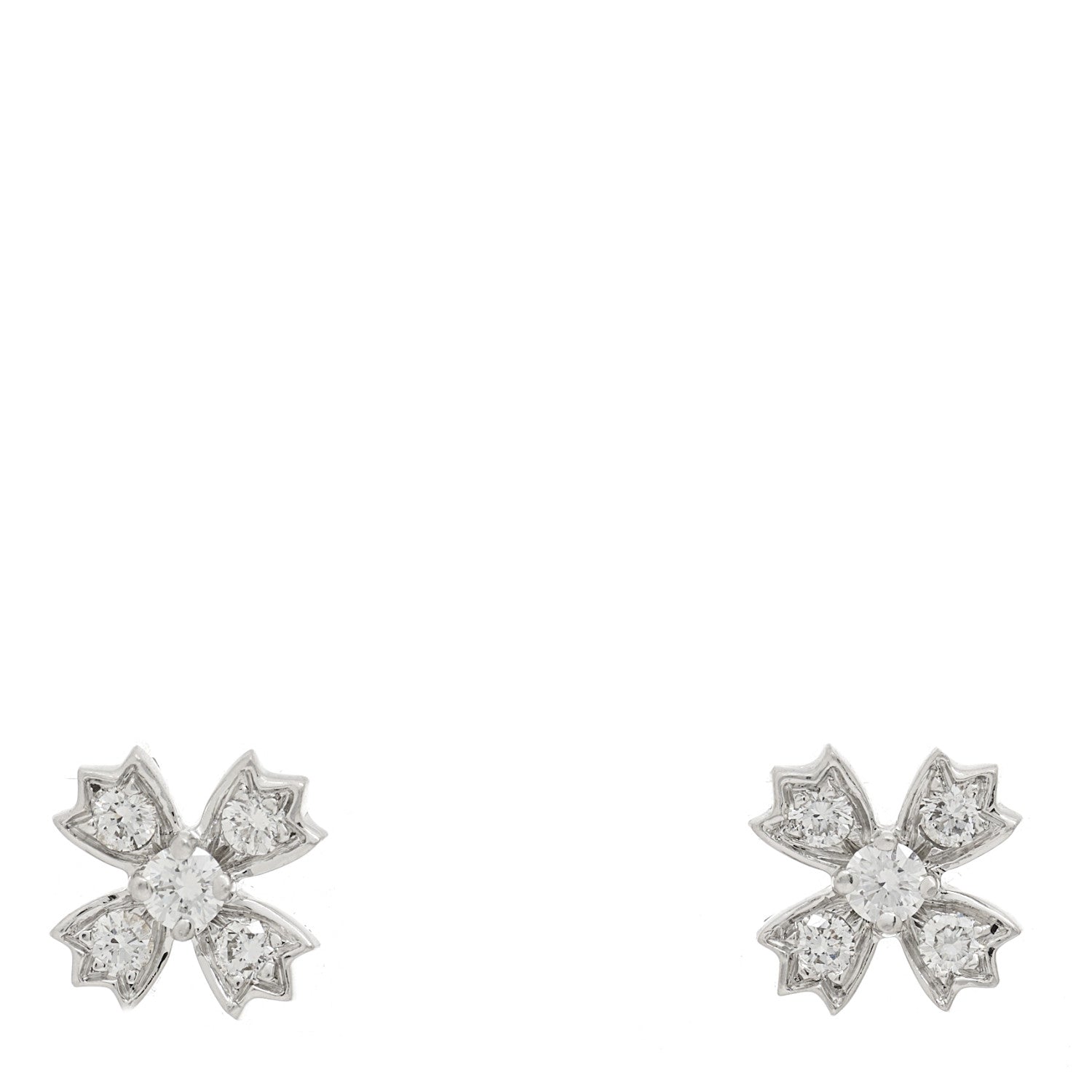 Tiffany Platinum Diamond Flower Cross Screw Back Earrings 1 of 4