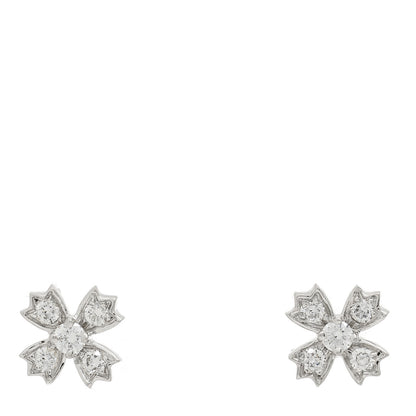 Tiffany Platinum Diamond Flower Cross Screw Back Earrings 1 of 4