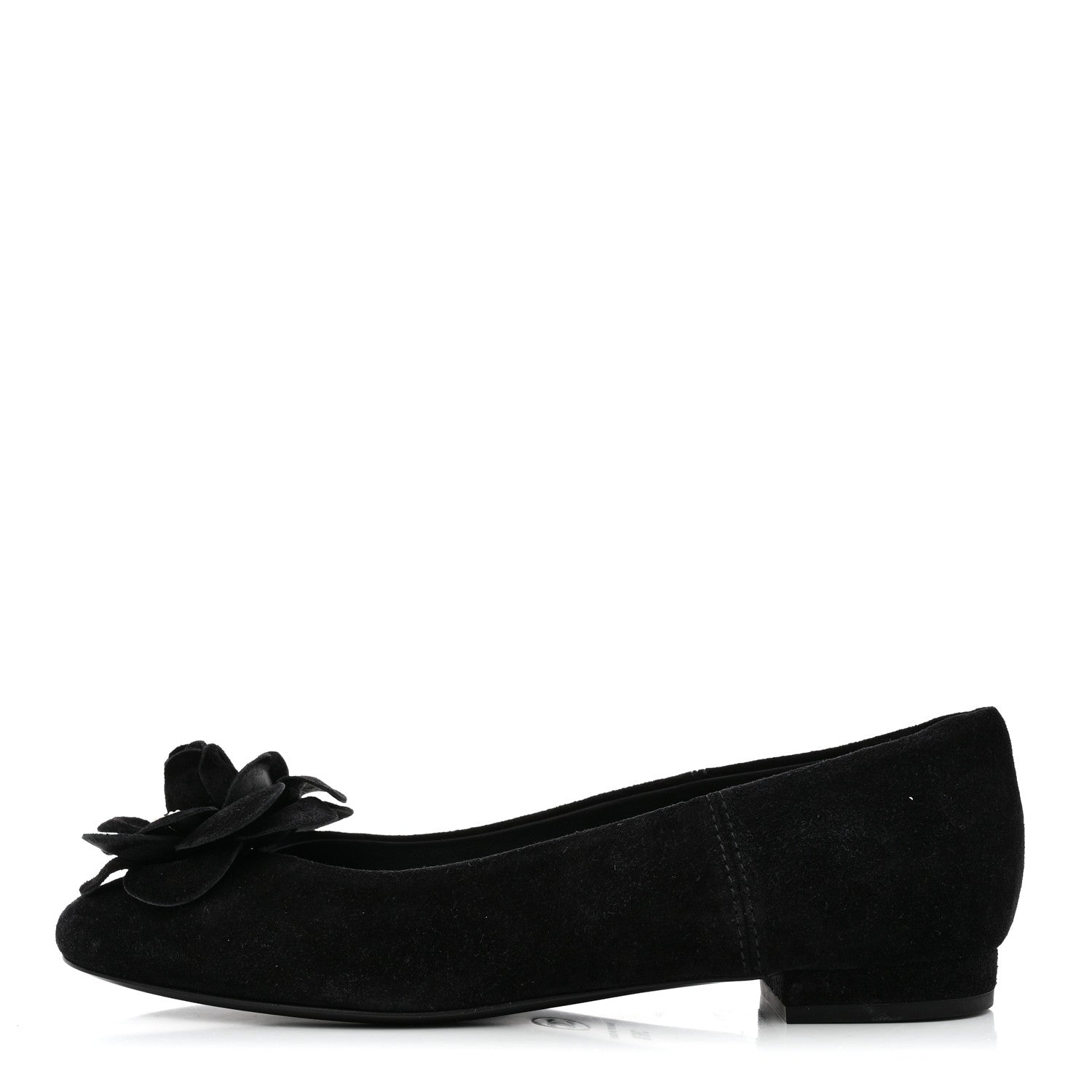 Chanel Suede Camellia CC Ballerina Flat 36.5 Black 1 of 8