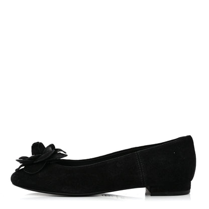 Chanel Suede Camellia CC Ballerina Flat 36.5 Black 1 of 8