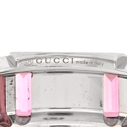 Gucci 18K White Gold Rubellite 7mm Link to Love Ring 51 5.75 4 of 5