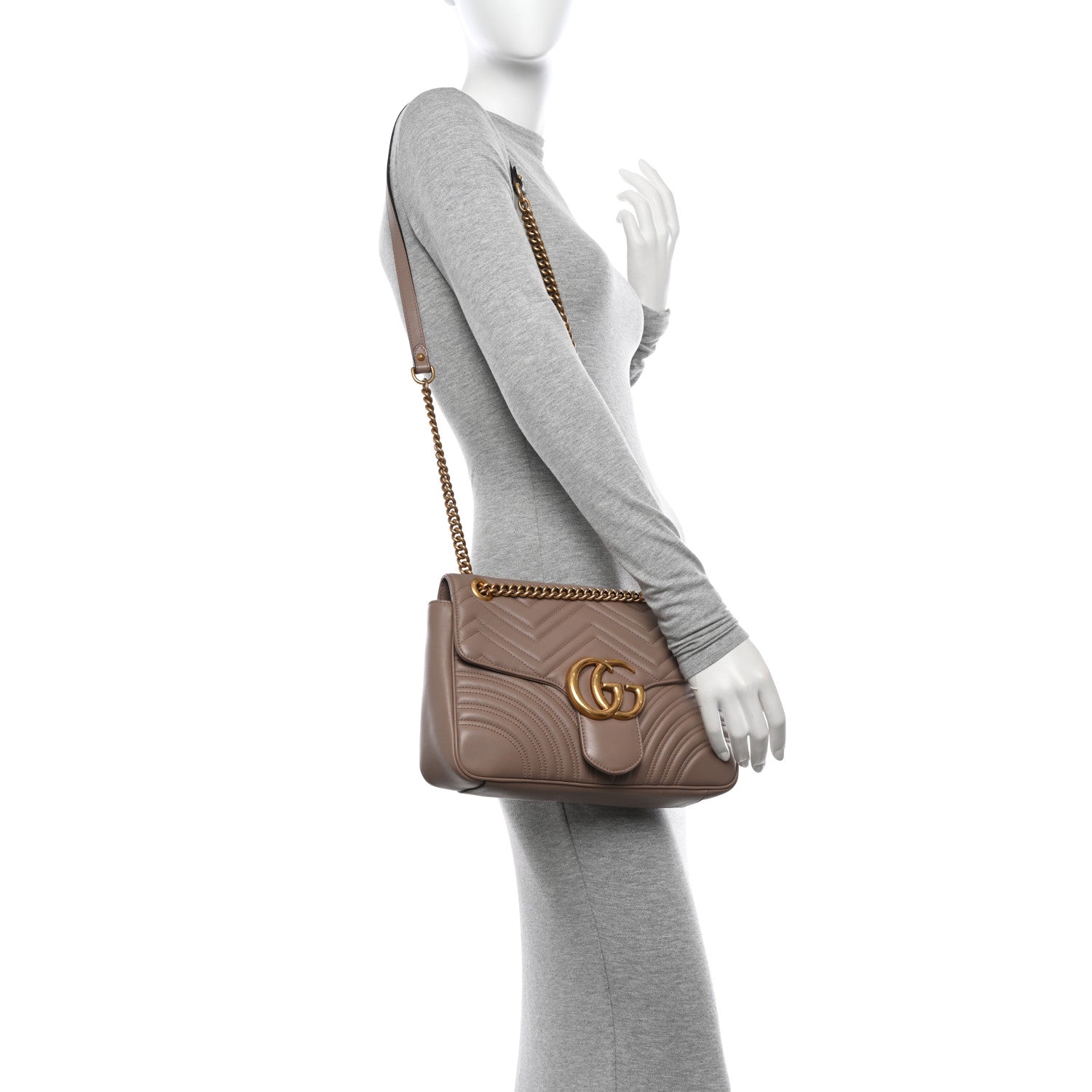 Gucci Calfskin Matelasse Medium GG Marmont Shoulder Bag Porcelain Rose 2 of 12