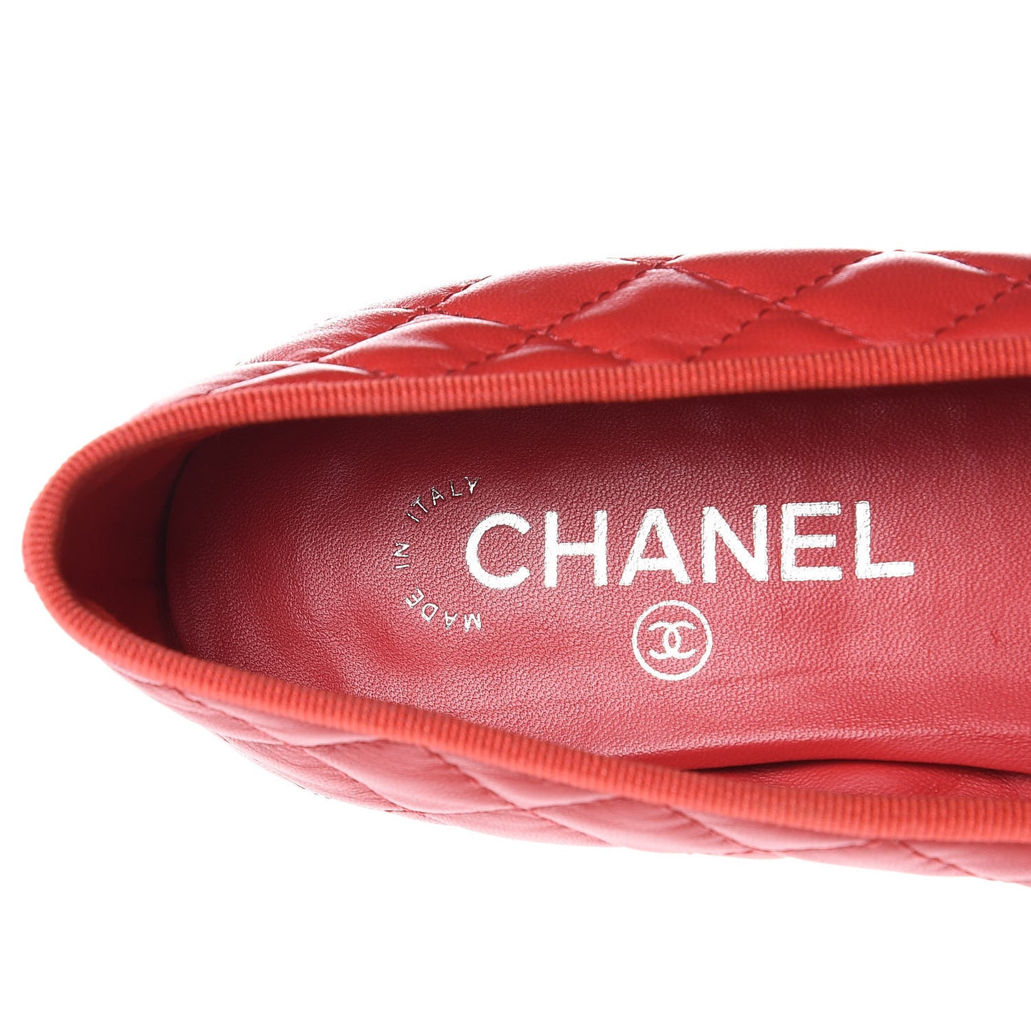 Lambskin Quilted Cap Toe CC Ballerina Flats 40.5 Light Red