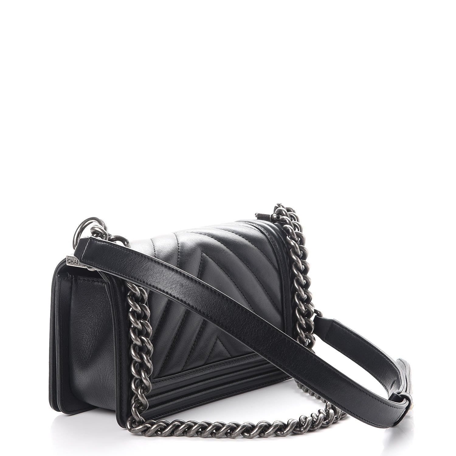 Chanel Calfskin Chevron Quilted Small Boy Flap Black 4 of 8