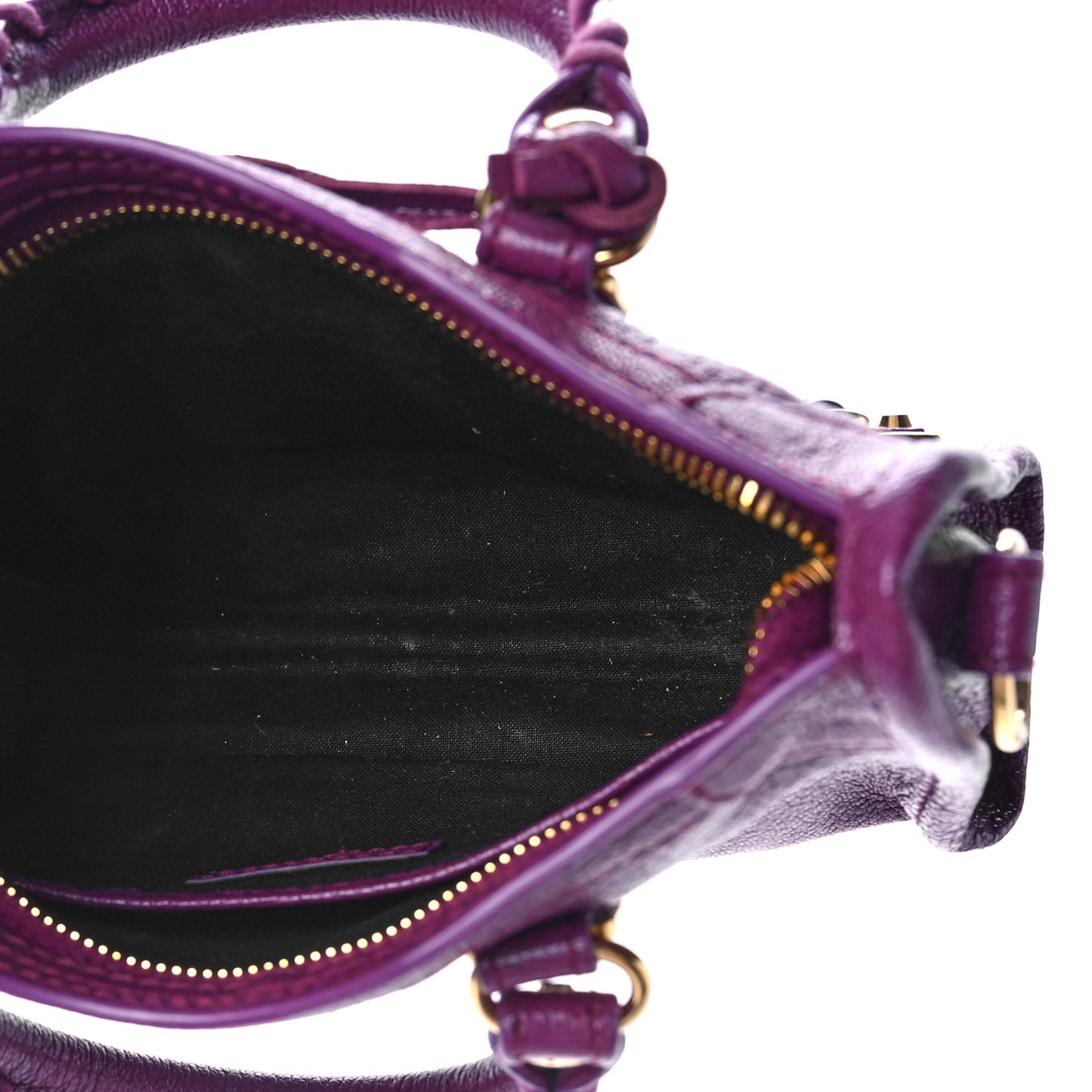 Chevre Gold Metallic Edge Hardware Nano City Violet Prune