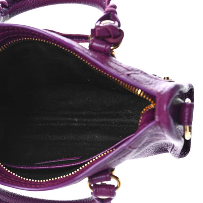 Balenciaga Chevre Gold Metallic Edge Hardware Nano City Violet Prune 5 of 8