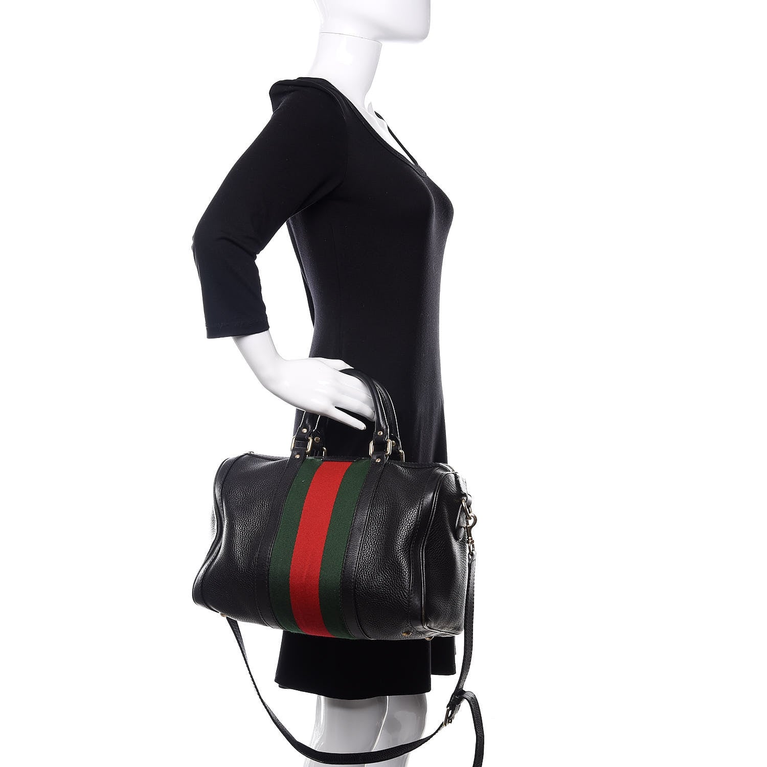 Gucci Calfskin Vintage Web Medium Boston Black 2 of 21