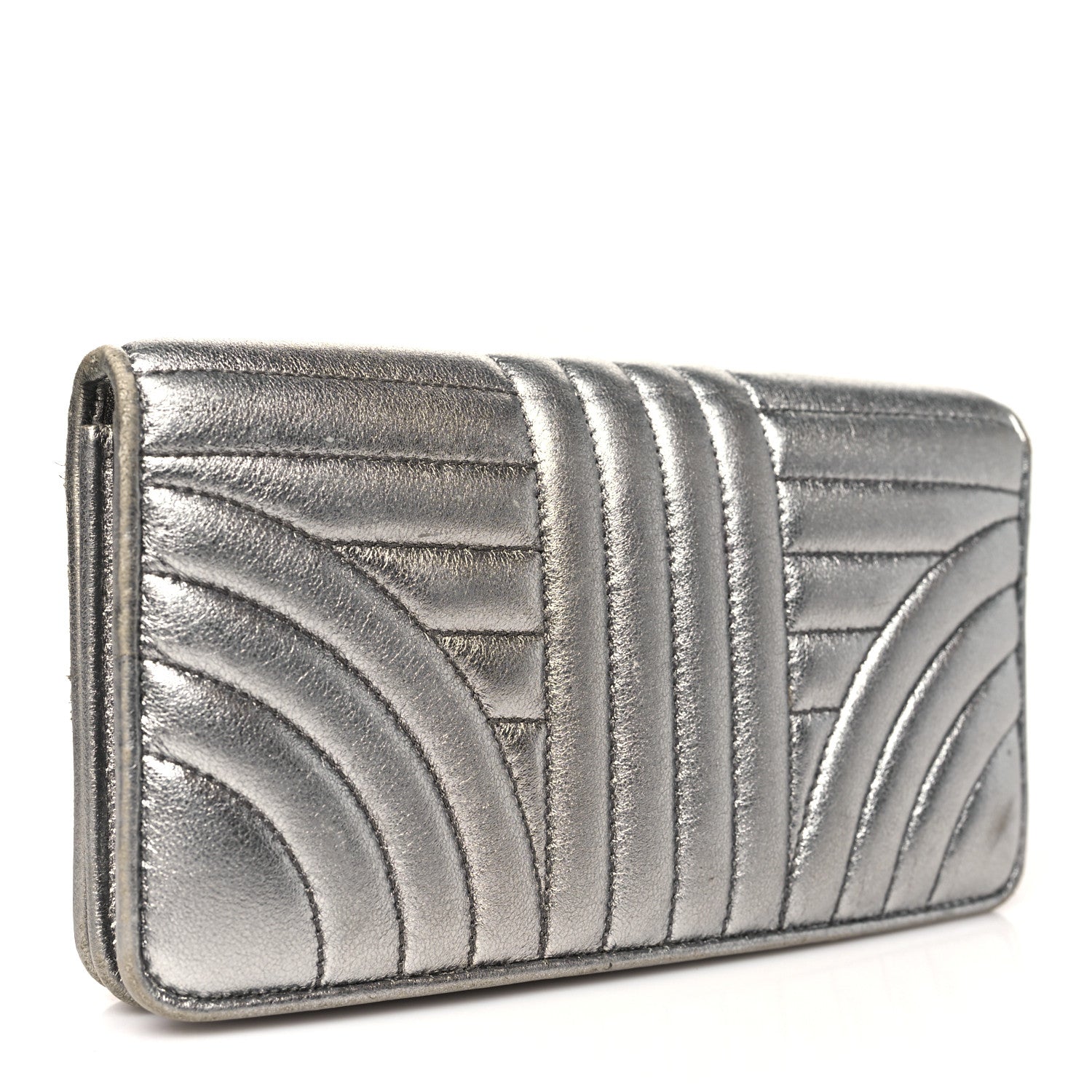Prada Metallic Nappa Mini Impunture Diagramme Mini Crossbody Bag Cromo 3 of 12