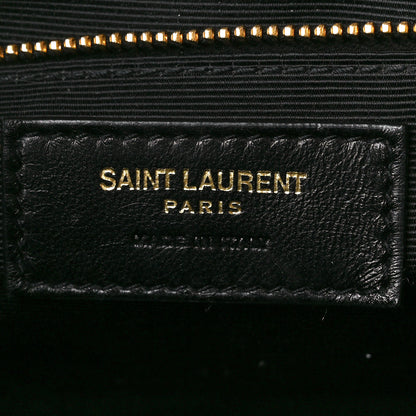 Saint Laurent Grain De Poudre Matelasse Chevron Large Monogram Satchel Black 7 of 13