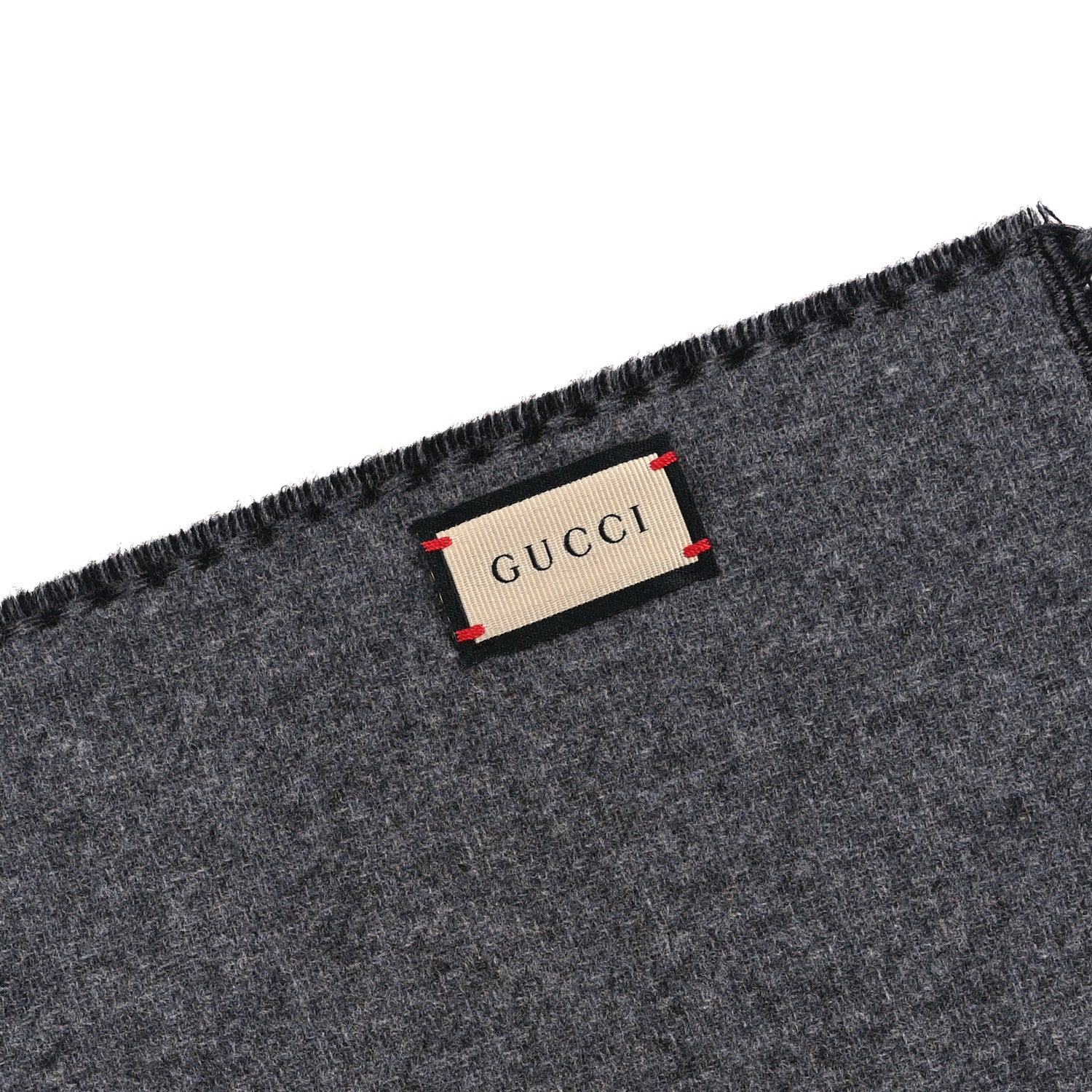 Gucci Wool Cashmere Interlocking G Scarf Grey Black 1779699