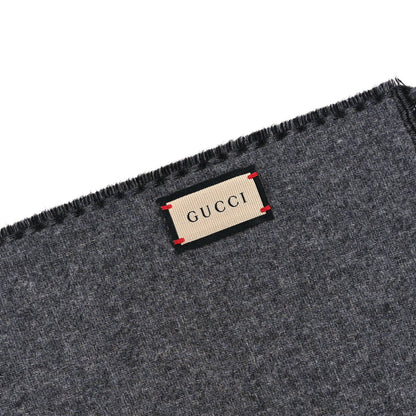 Gucci Wool Cashmere Interlocking G Scarf Grey Black 3 of 4