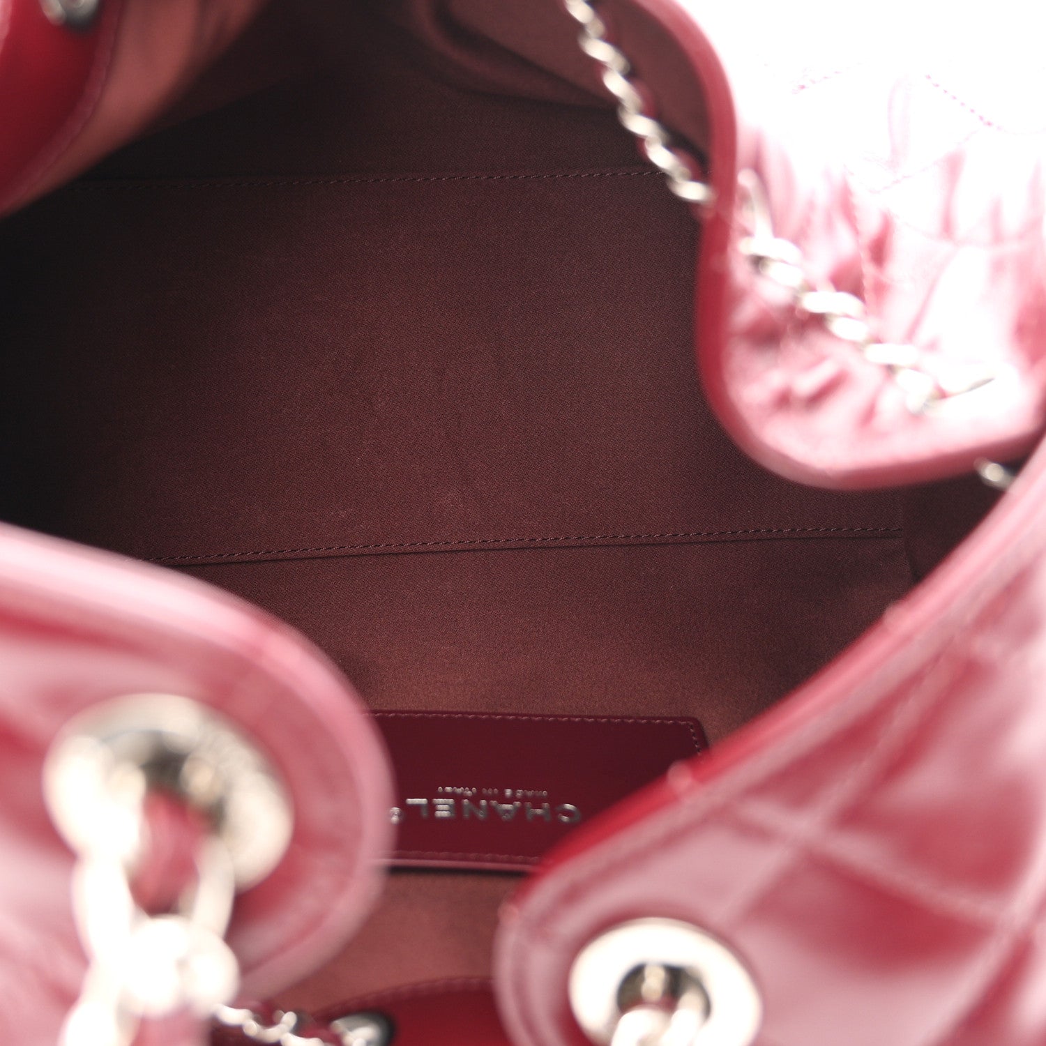 Chanel Shiny Calfskin Quilted Small Chanel 25 Handbag Burgundy 5 of 10