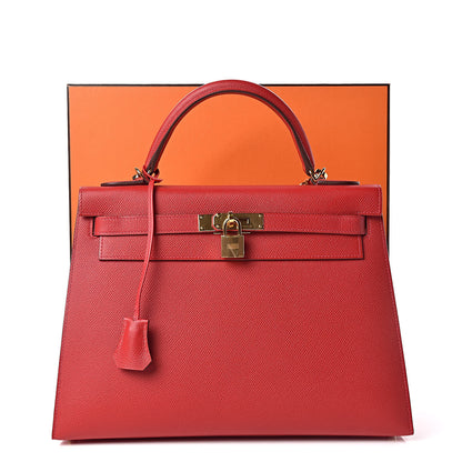 Hermes Epsom Kelly Sellier 32 Rouge Casaque 35 of 35