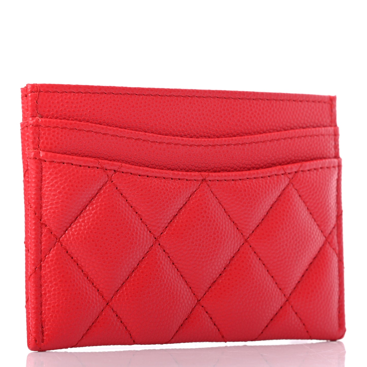 Caviar Quilted Card Holder Red