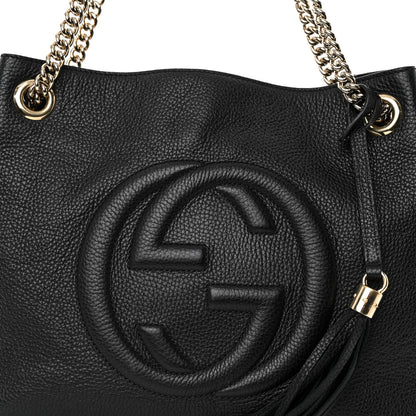 Gucci Pebbled Calfskin Medium Soho Chain Shoulder Bag Black 8 of 10