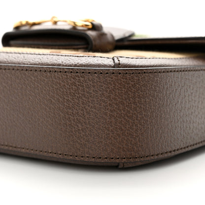 Gucci Monogram Jumbo GG Textured Dollar Calfskin Web Mini Horsebit 1955 Shoulder Bag Camel Ebony New Acero 11 of 11