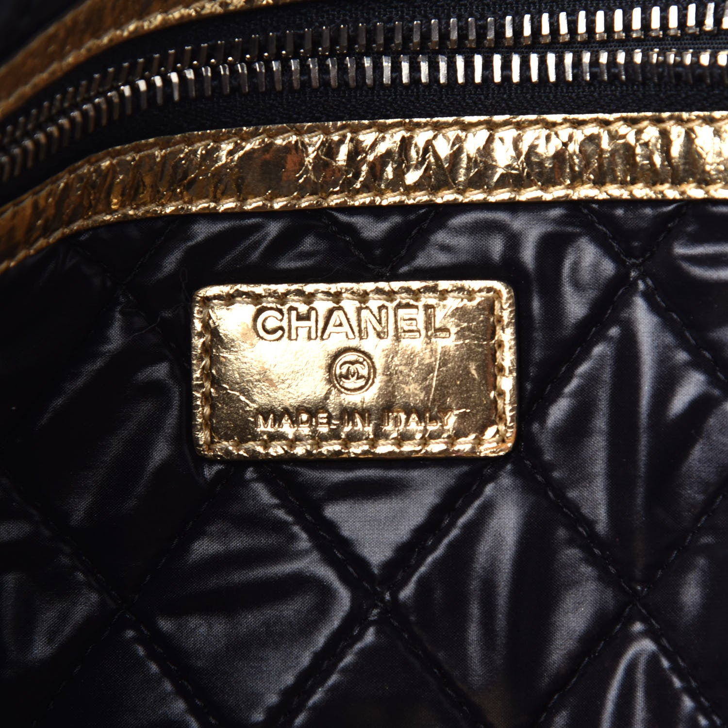 Chanel Metallic Lambskin Medium Je Ne Suis Pas En Solde Pouch Clutch Gold 6 of 7