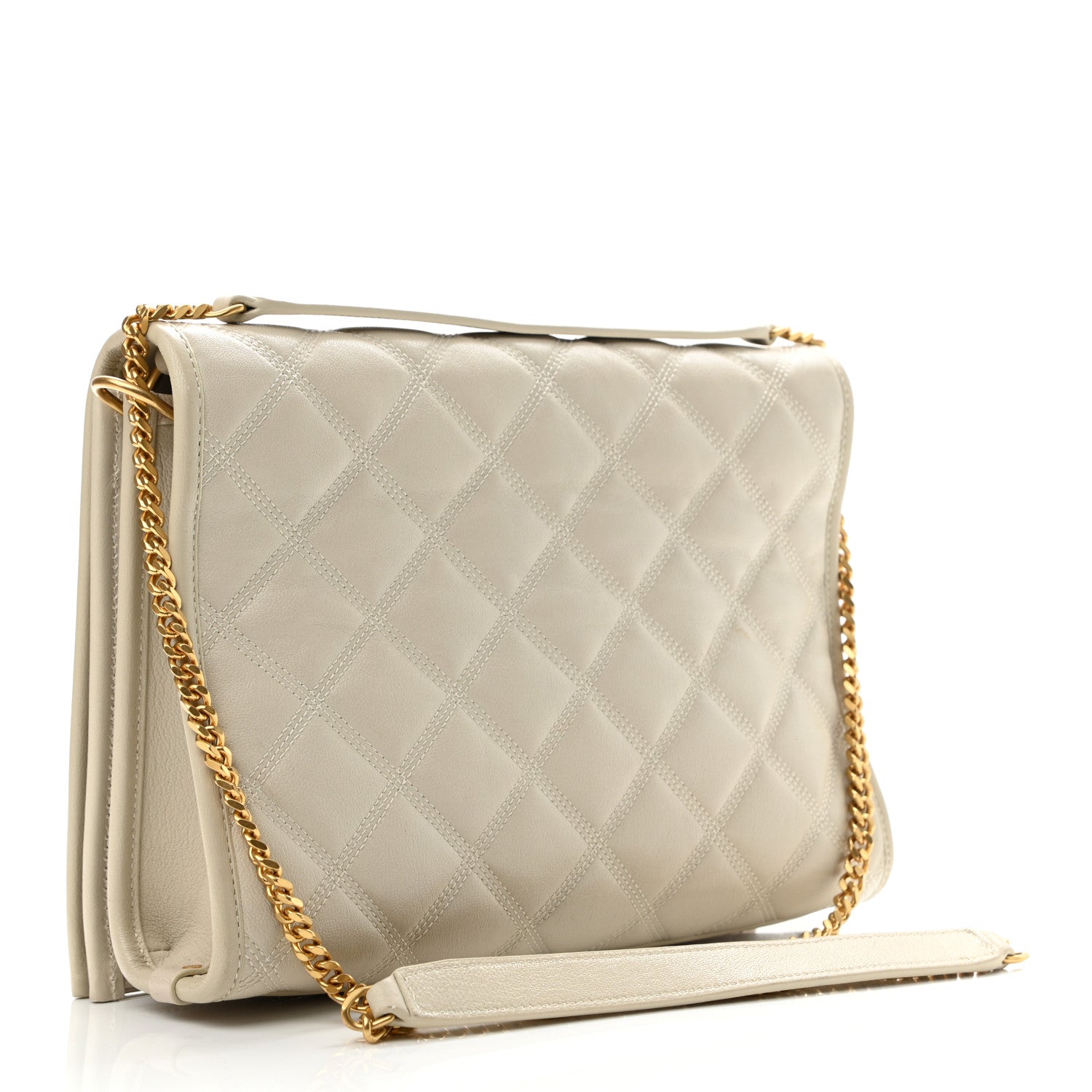 Saint Laurent Lambskin Quilted Mini Becky Chain Bag Crema Soft 3 of 12