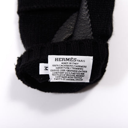 Hermes Cashmere Deerskin Baltimore Gloves M Black 5 of 5