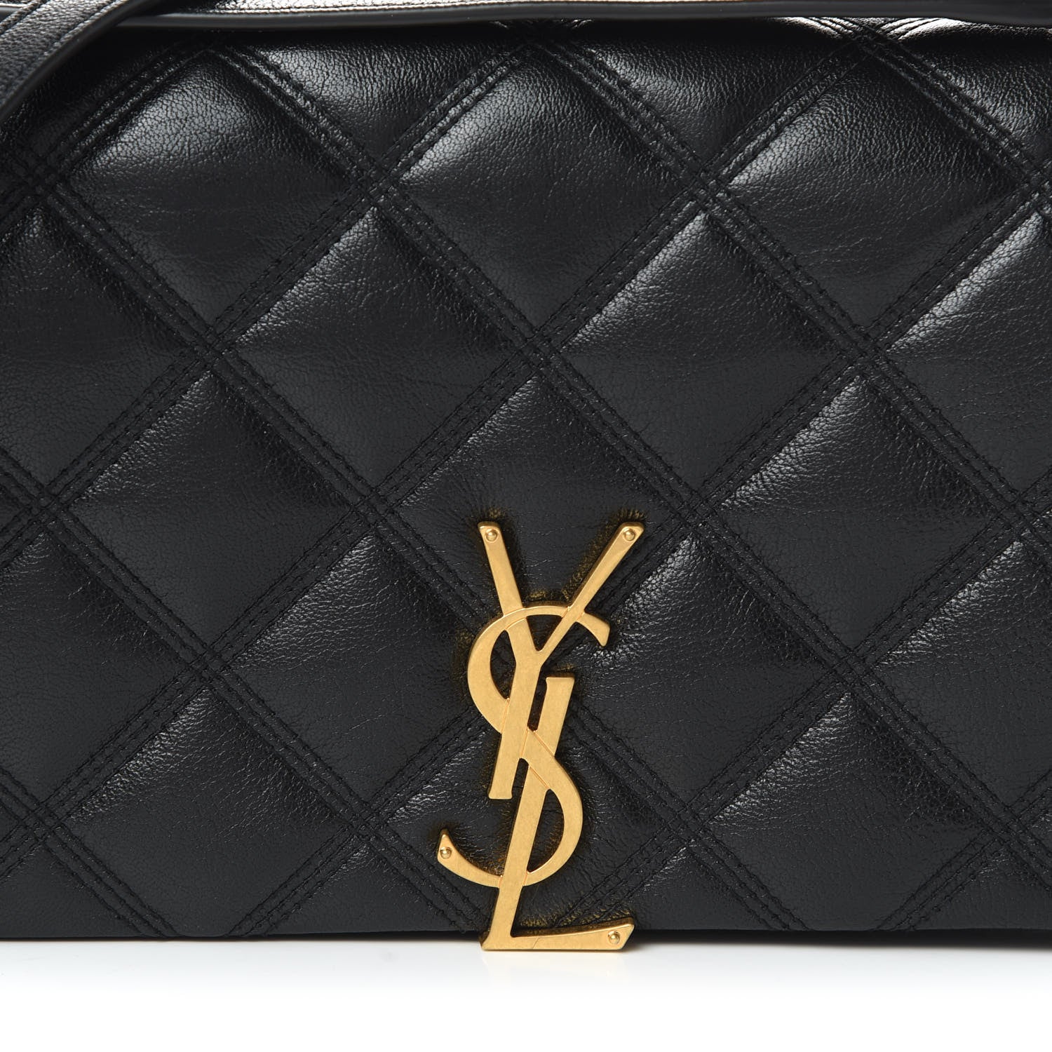 Saint Laurent Lambskin Diamond Quilted Becky Chain Wallet Black 9 of 10